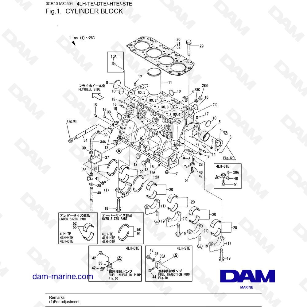 Spare parts and exploded views for Yanmar 4LH-STE